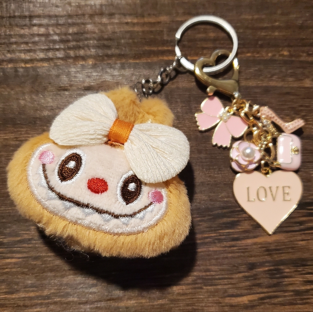 Adorable Monster Design Plush Keychain